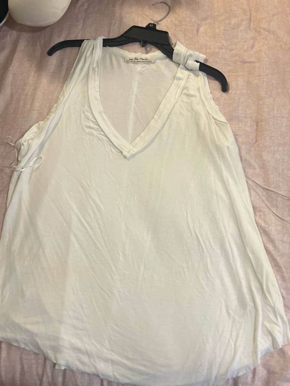 Free People White V-Neck Sleeveless Tank